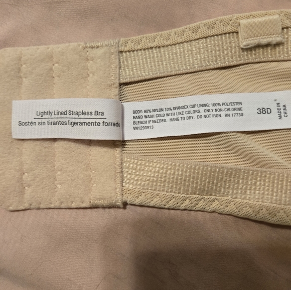 Auden Tan Lightly Lined Strapless Bra Size 38D - Picture 4 of 5